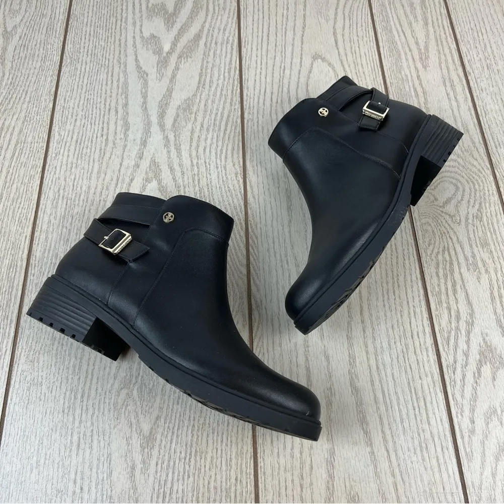 Giani Bernini Brennin Buckled Ankle Booties 10 Black Faux Leather $100 - Image 4