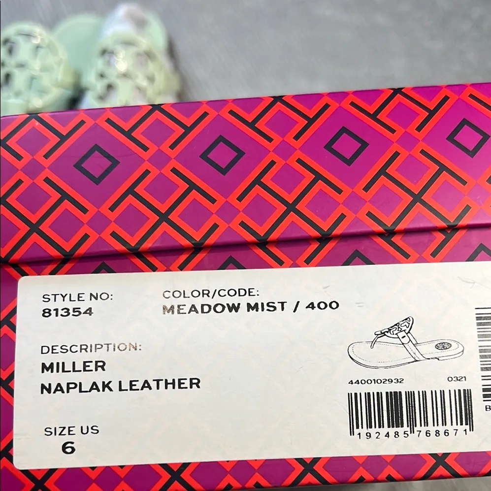 Tory Burch miller naplak leather clr meadow mist/400. size6 - Image 2