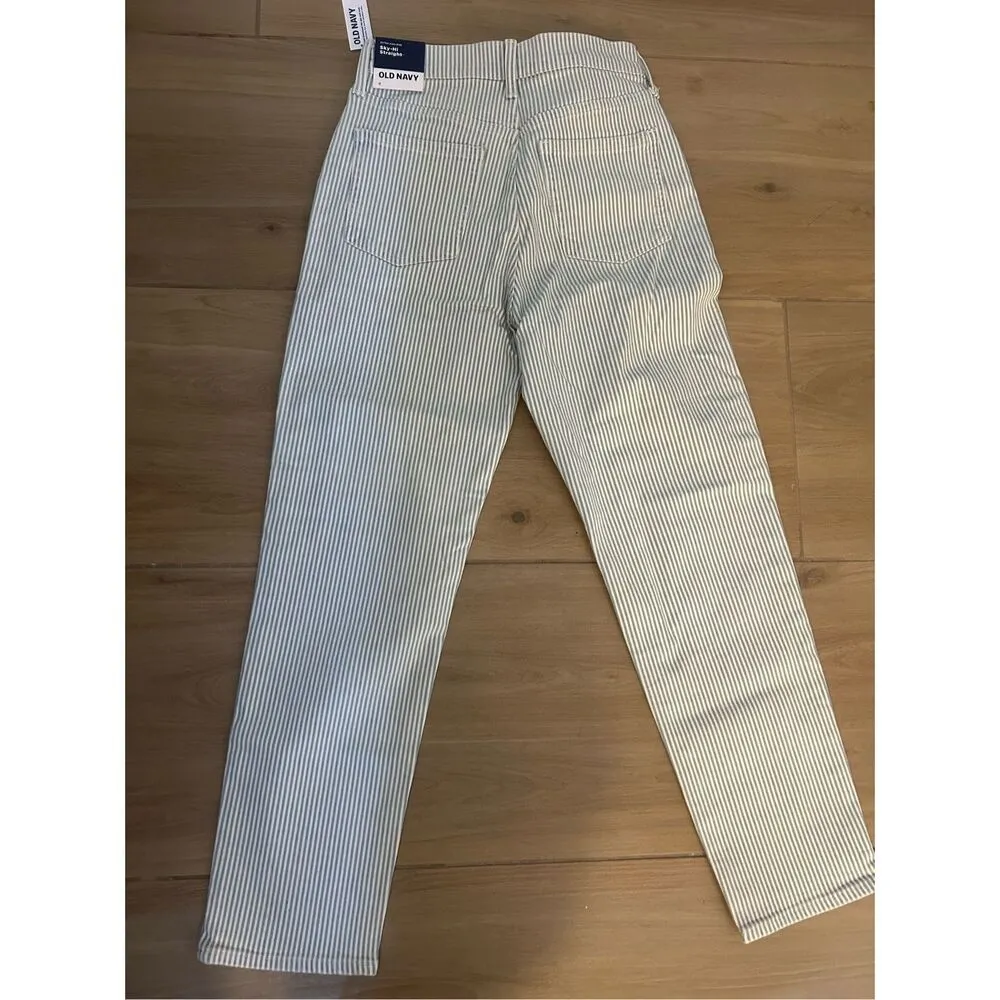 NEW Old Navy Sky Hi Straight Striped Extra High Waist Secret Smooth Pants 4 - Image 2