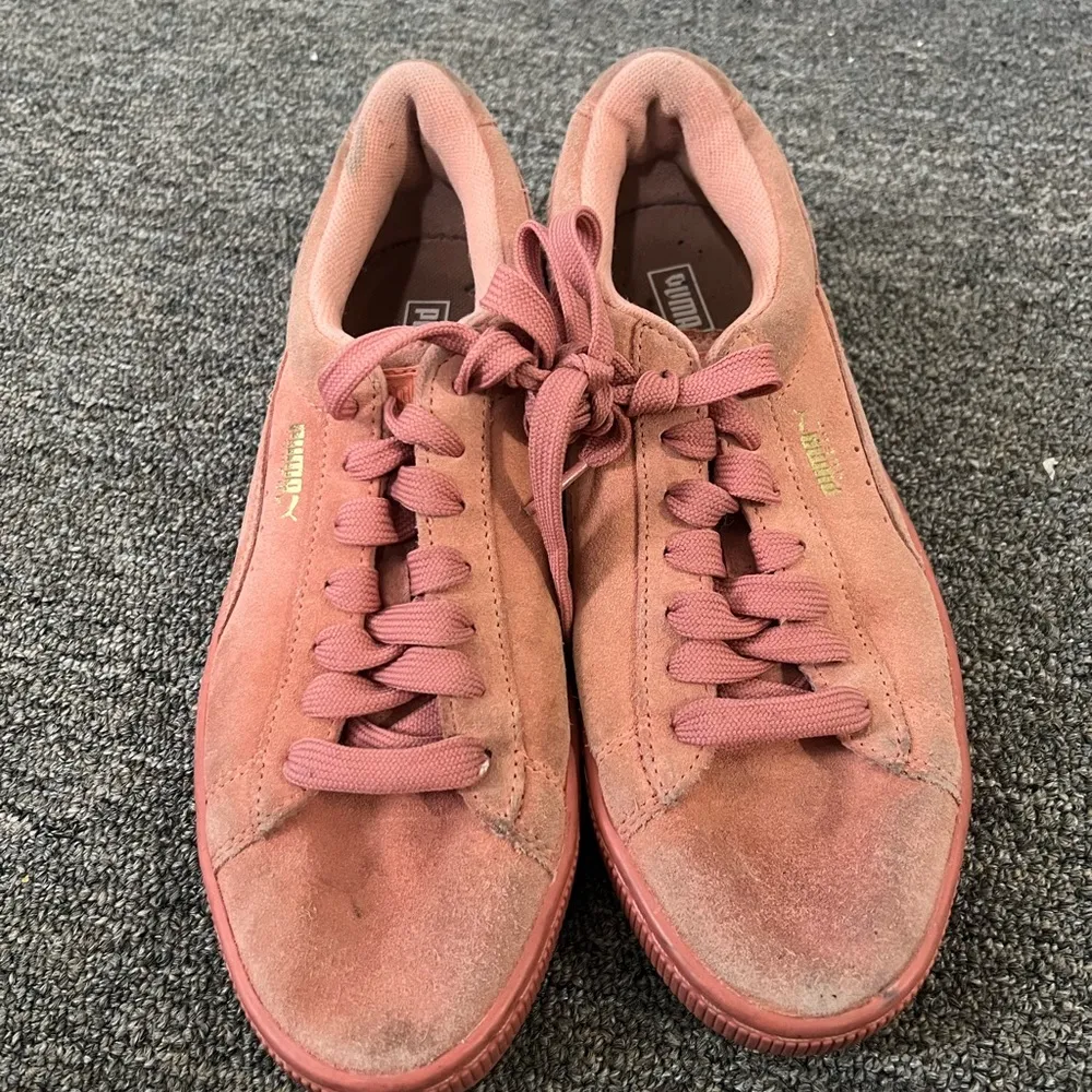 Puma Pink Suede Lace Up Sneakers Size 6.5 C - Image 2