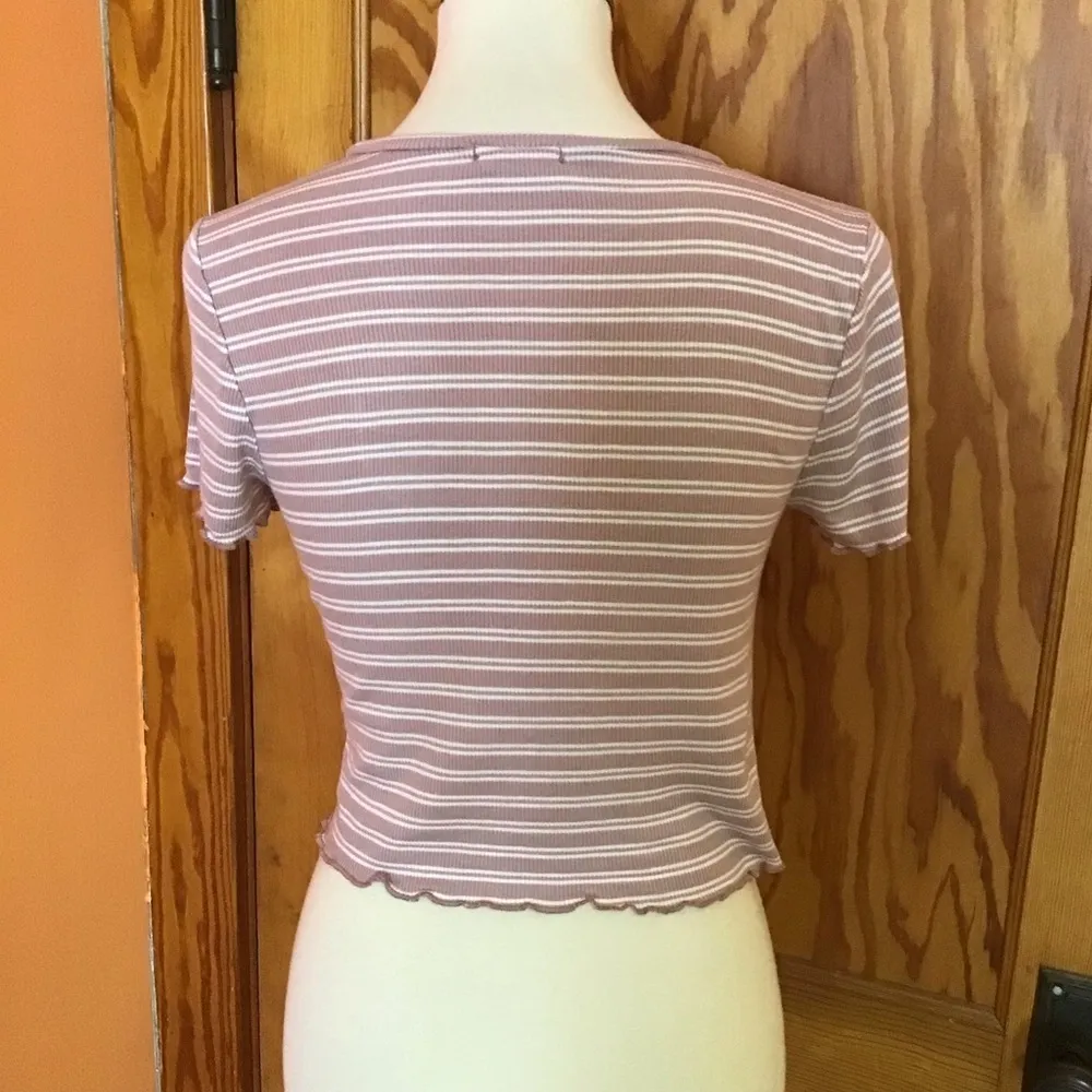 Live in the Moment Pink Striped Ribbed Tee • Lettuce Edge Top - Image 7