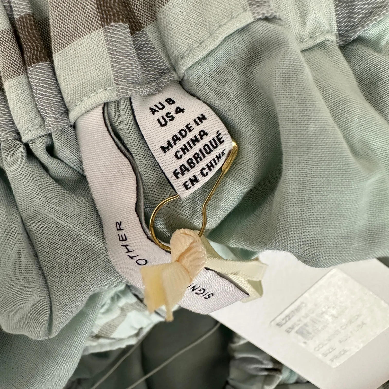 Significant Other Emily Midi Dress Gingham Mint Check Cotton Cutout US 4 NWT Blue - Image 13