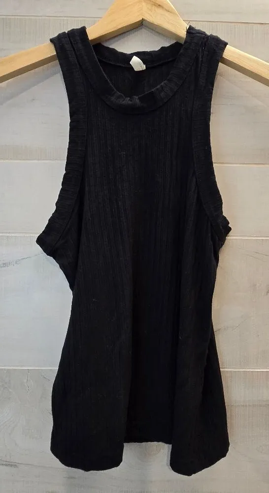 {XS} Free People Movement "Blissed Out" Ribbed Racerback Tank Top Black - Image 1