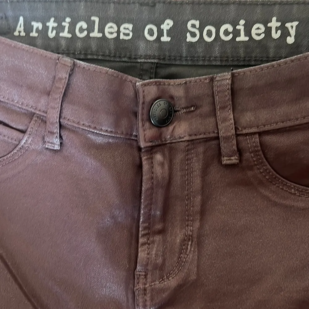 Articles of Society Mya Coated Pants in Burgundy - Image 6