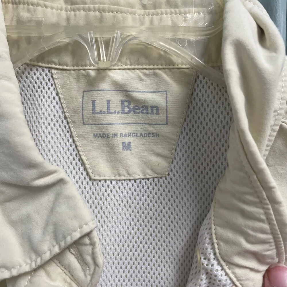 LL Bean Womens Size Medium Yellow Sleeveless Button Down Nylon Top Shirt Gorp - Image 4