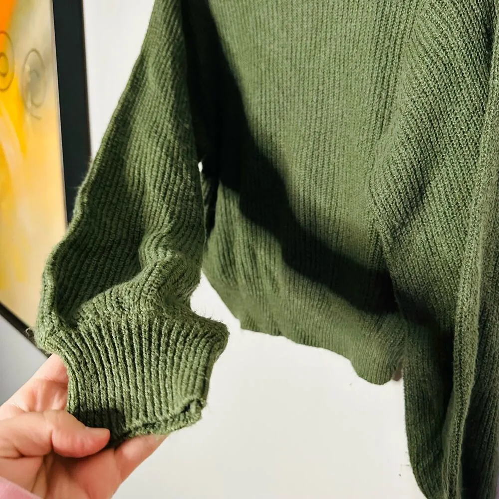 BB Dakota x Steve Madden Sochi Mossy Green Balloon Sleeve Sweater Size L - Image 6