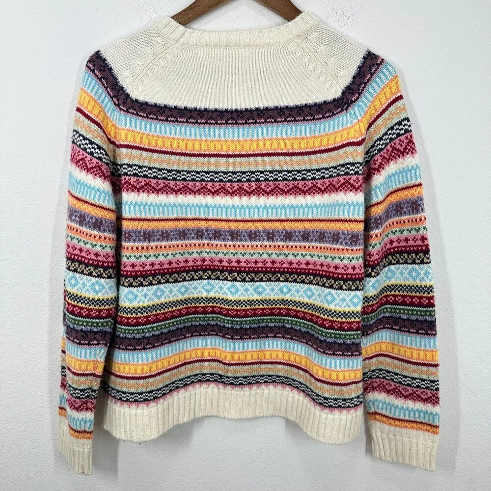 Vintage Fair Isle Crewneck‎ Knit Sweater Nordic Cozy Cabincore Fisherman Coastal Red - Image 2