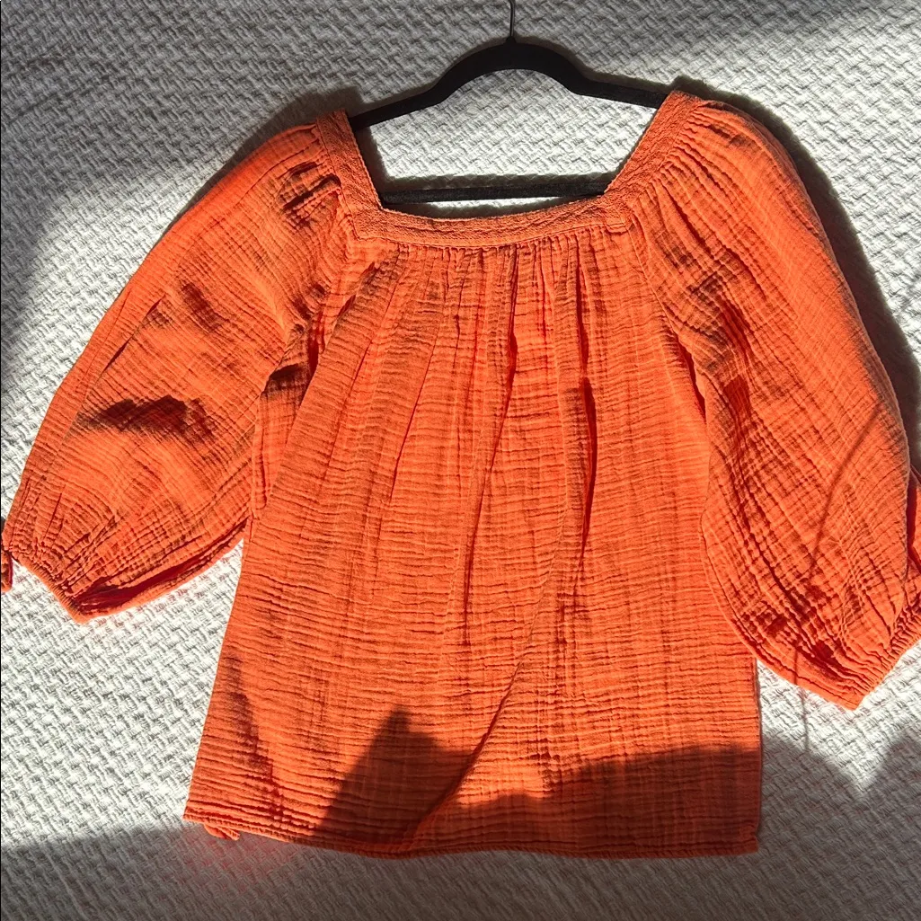 LC Lauren Conrad Vibrant Orange Blouse - Image 4