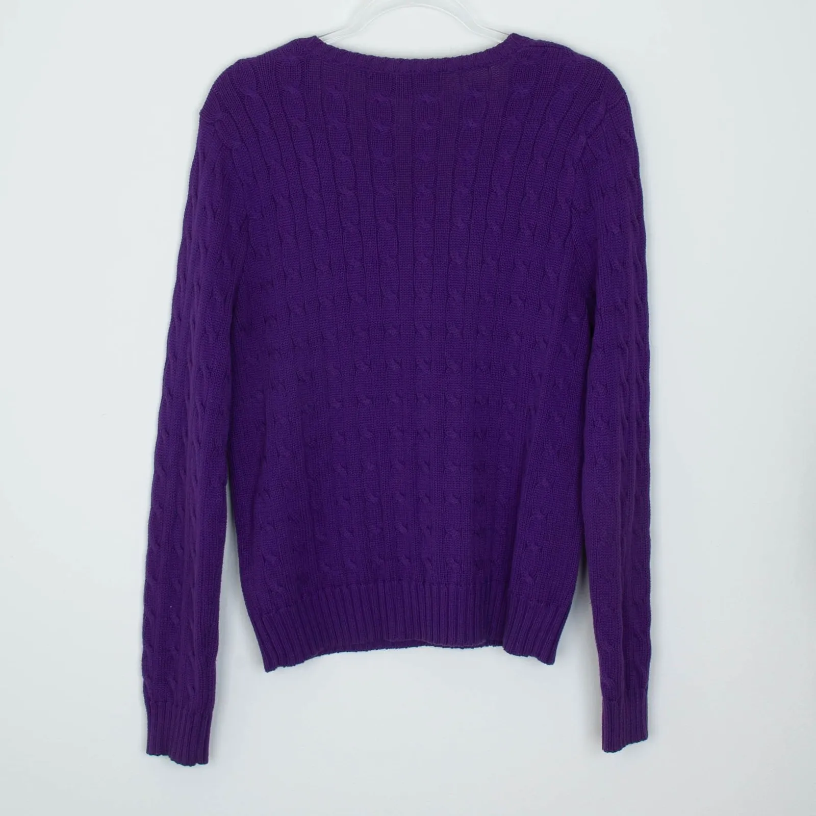 Ralph Lauren Sport Womens Old Money Cable Knit Sweater Size XL Purple Preppy - Image 5