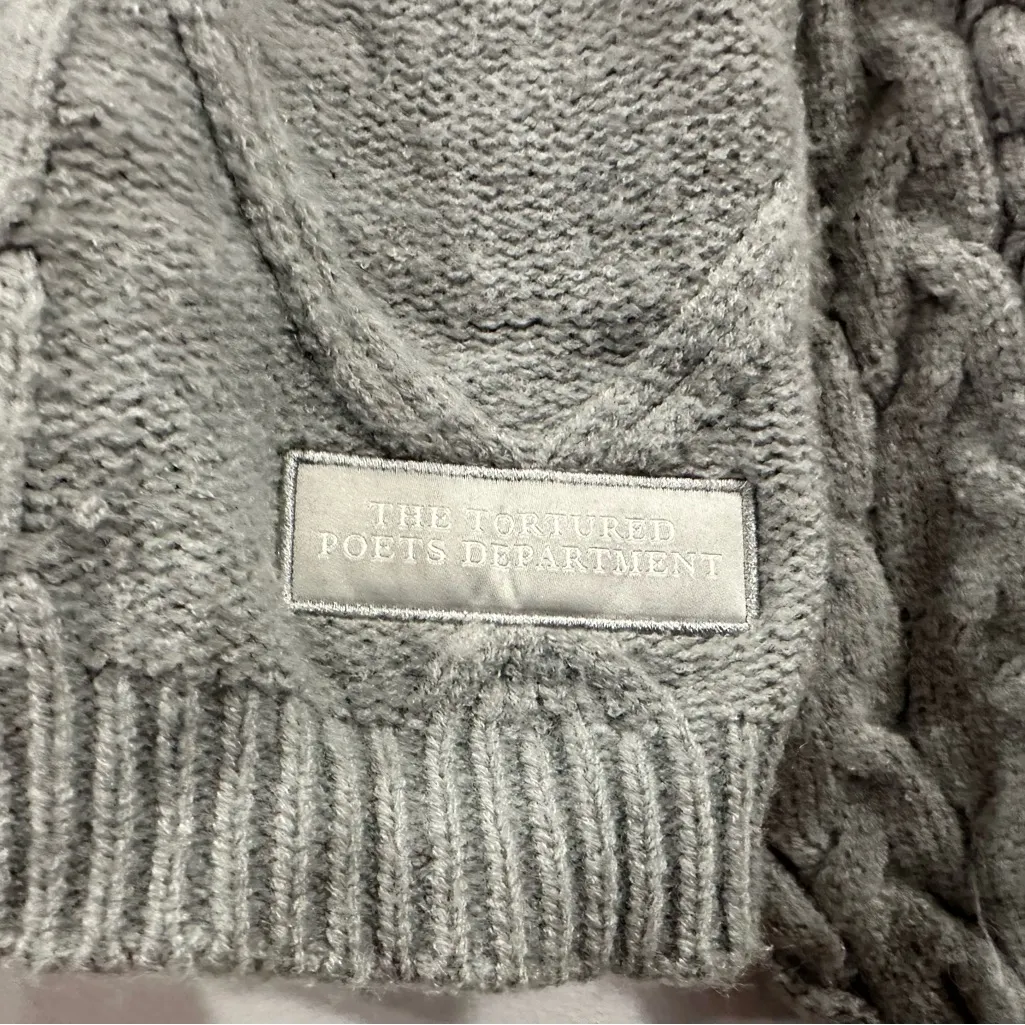 Taylor Swift The Tortured Poet's Department Gray Cardigan Sweater M/ L - Image 5