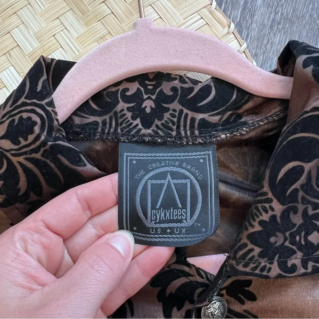 Cykxtees art to wear‎ gothic jacket topper velvet embroidered Brown Size XL - Image 2