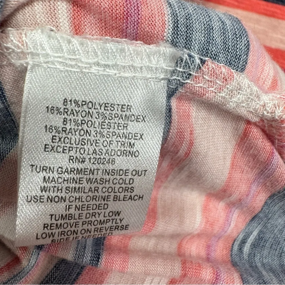 Wallflower Lightweight Coral Black & Cream Striped Hoodie Size Extra Large - Image 7