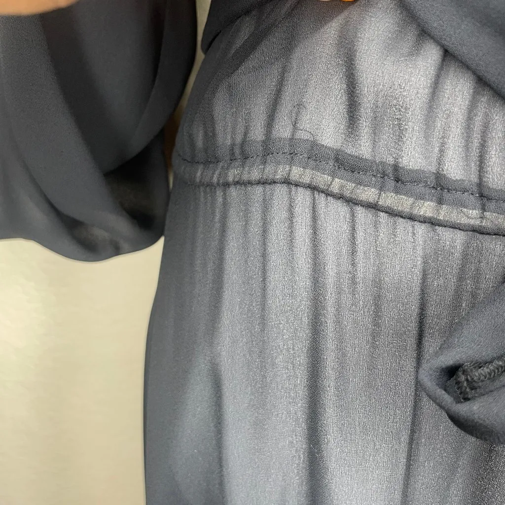 Vintage Dida International Sheer Black Maxi Shirt Dress Belted 13/14 - Image 6