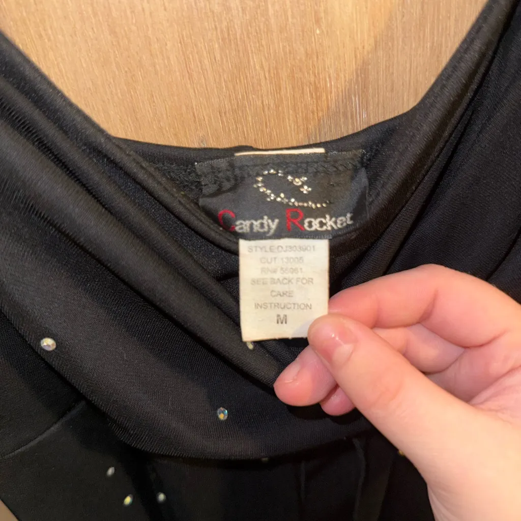 Candy Rocket Dress Vtg 90s Black Bling y2k Fairy Grunge McBling Goth Mesh Gothic Size M - Image 4