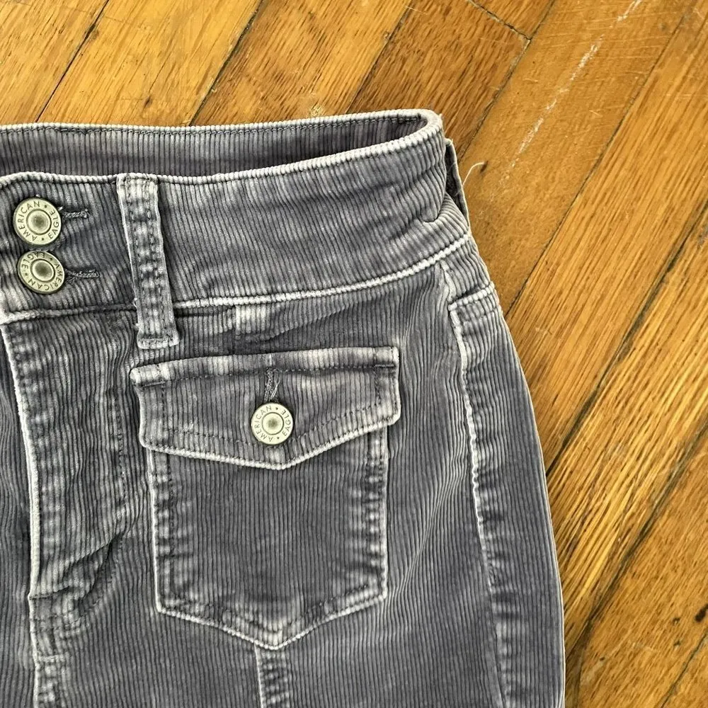 American Eagle blue corduroy jeans super stretch hi rise jegging pants cotton - Image 2