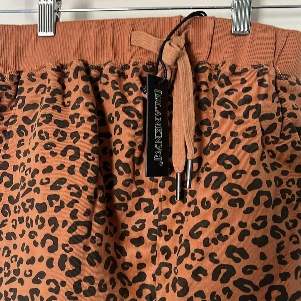 BLANKNYC Leopard Print Drawstring Lounge Shorts Womens XS Brown Tan Cotton Blend - Image 8