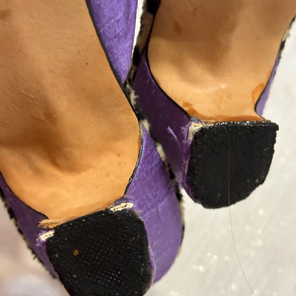Olivia Rose Tal Purple Mules with Animal Print Lining Size 7 - Image 9