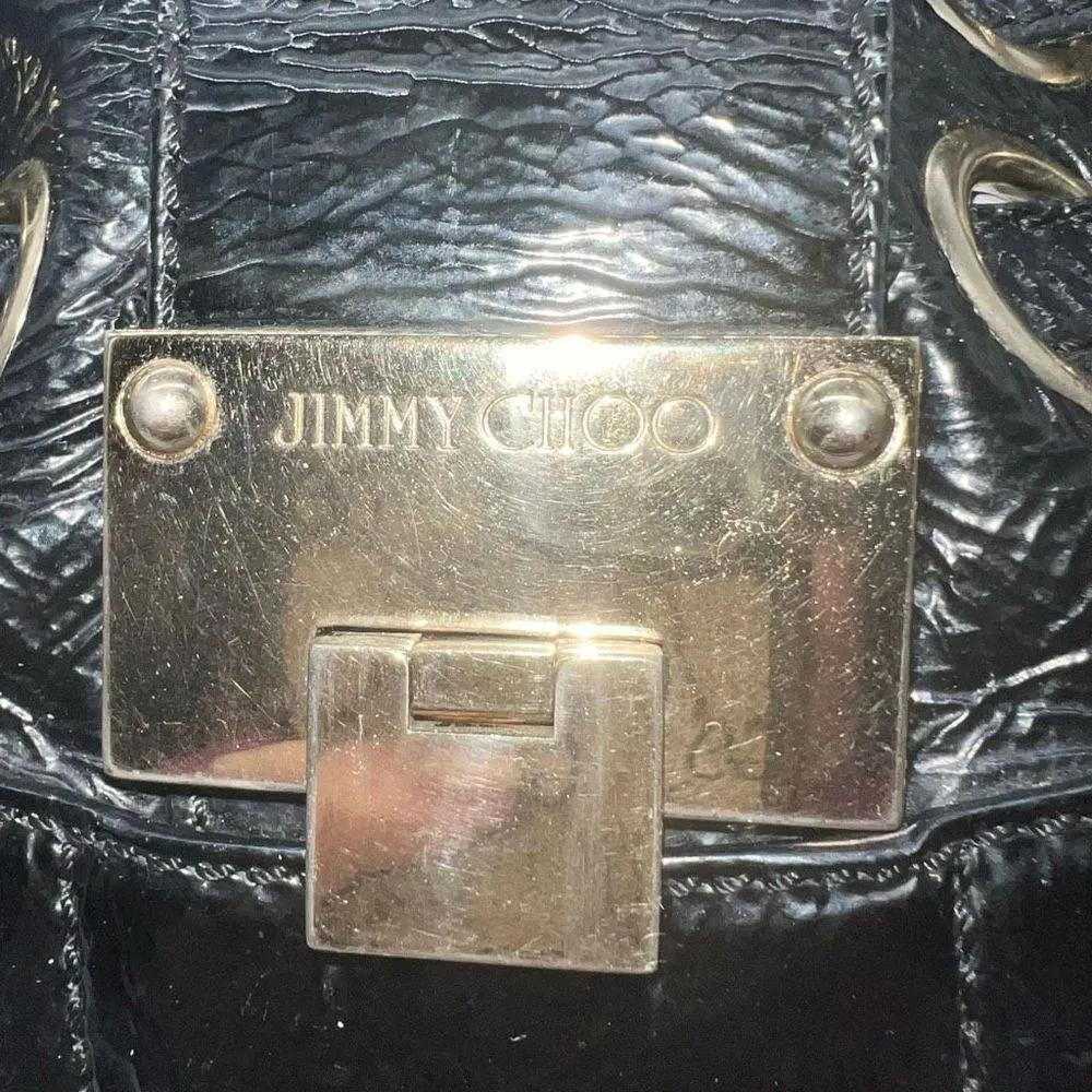 JIMMY CHOO RAMONA BLACK PATENT LEATHER CRINKLE SHOPPING HANDBAG - XTRA LARGE - Image 10