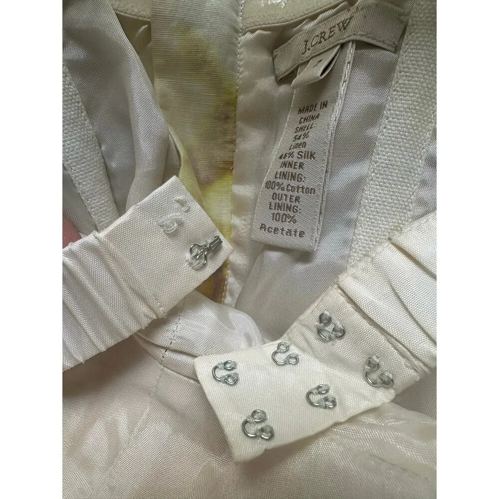 Vintage J.Crew Linen Silk Bustier Dress Watercolor Strapless Y2K Spring Summer - Image 8