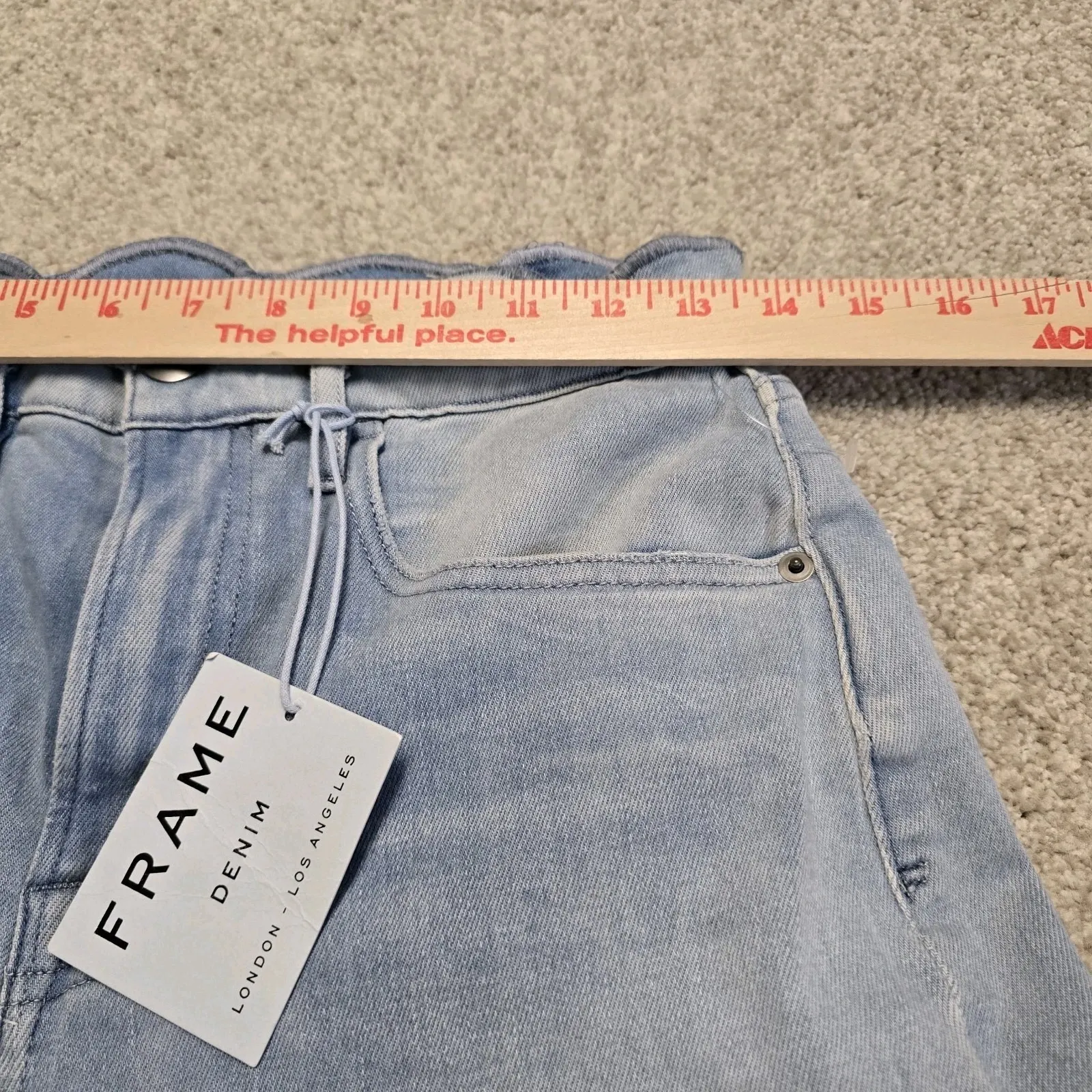 Frame Wright Jean‎ Shorts Womens Size 25 Scalloped Waist Light Wash - Image 7