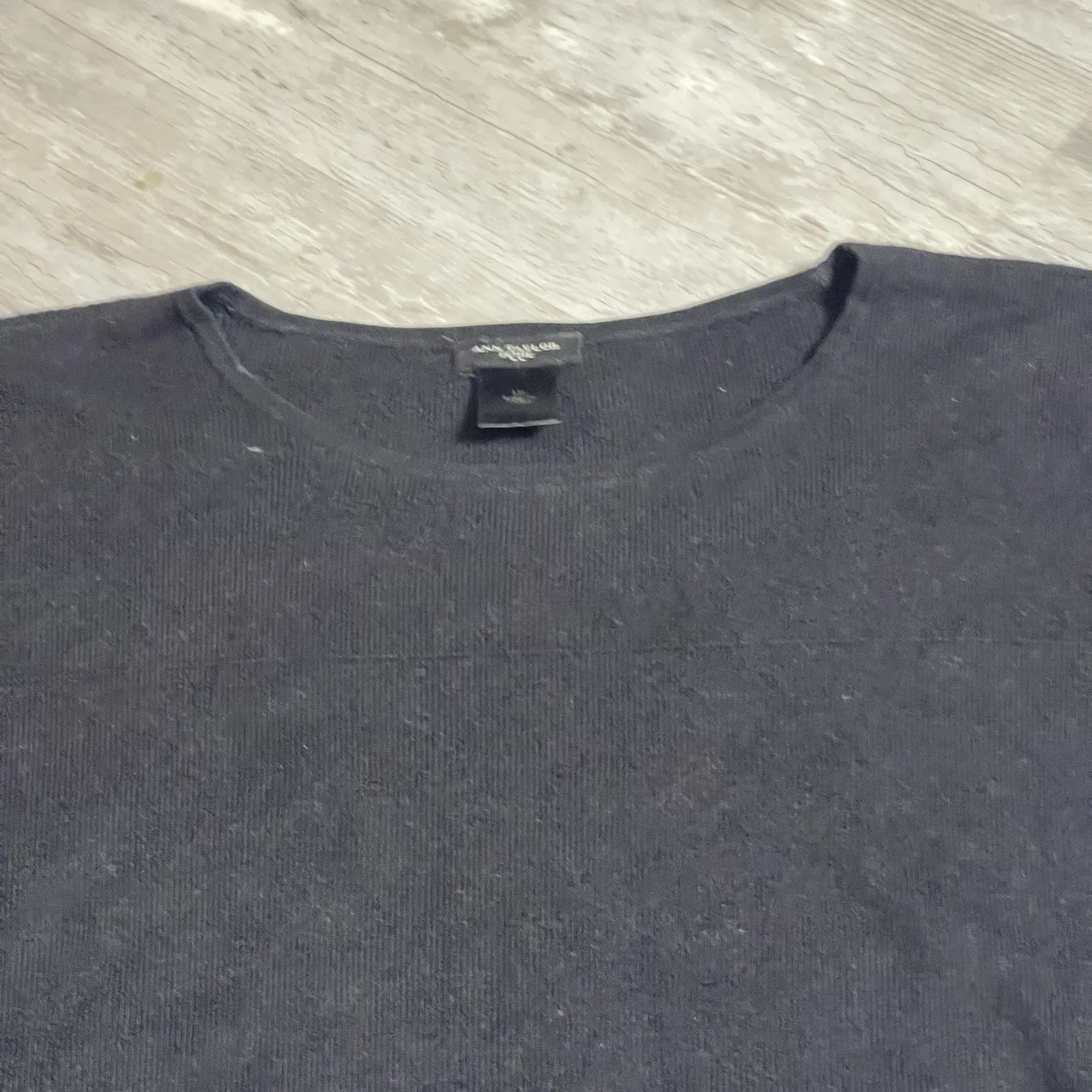 Ann Taylor‎ Womans Blouse Top Black Petites Large Solid Short Sleeve Z-334 - Image 2