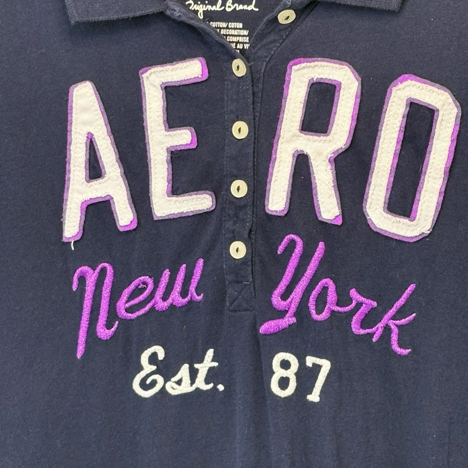 Aeropostale Women’s Polo Shirt Size XL Y2K Retro Preppy Graphic - Image 3