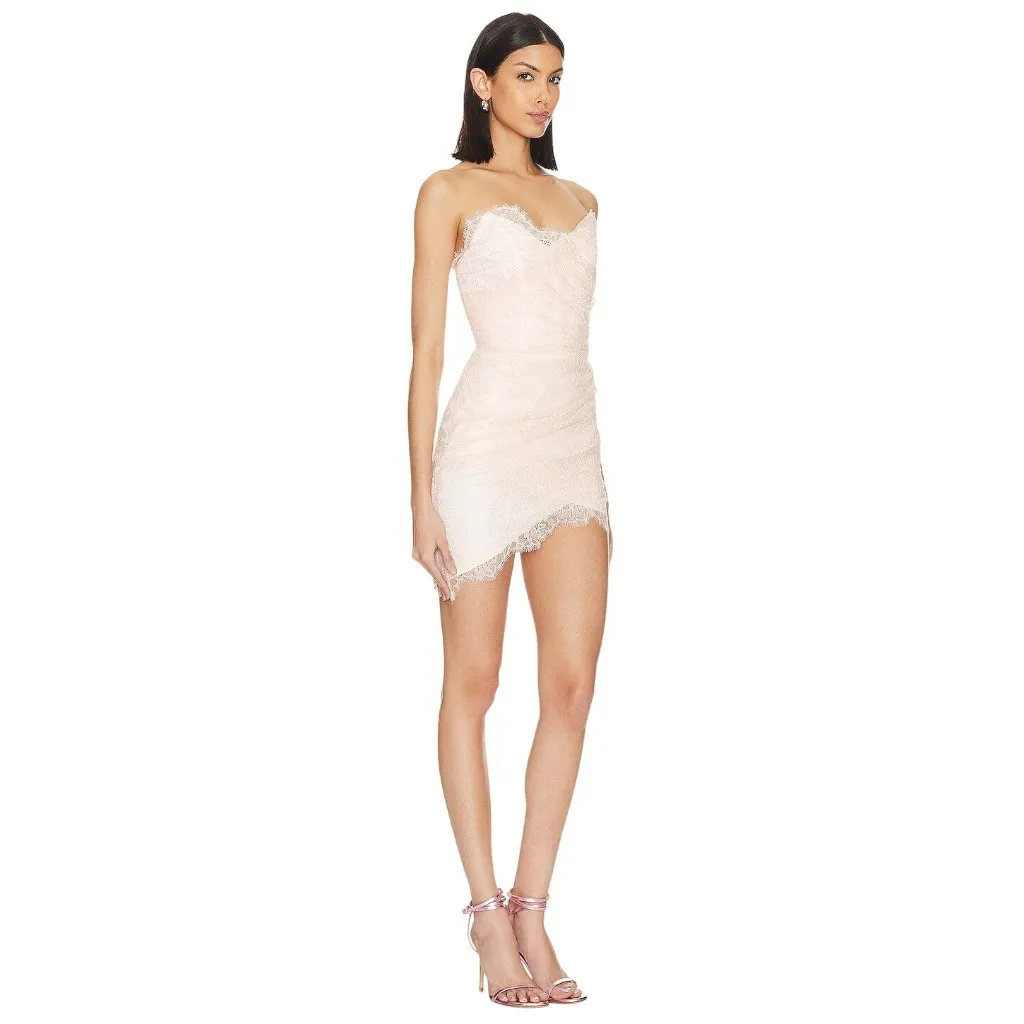 NBD Rosha Mini Dress in Blush Pink Small New Womens Lace Strapless - Image 3