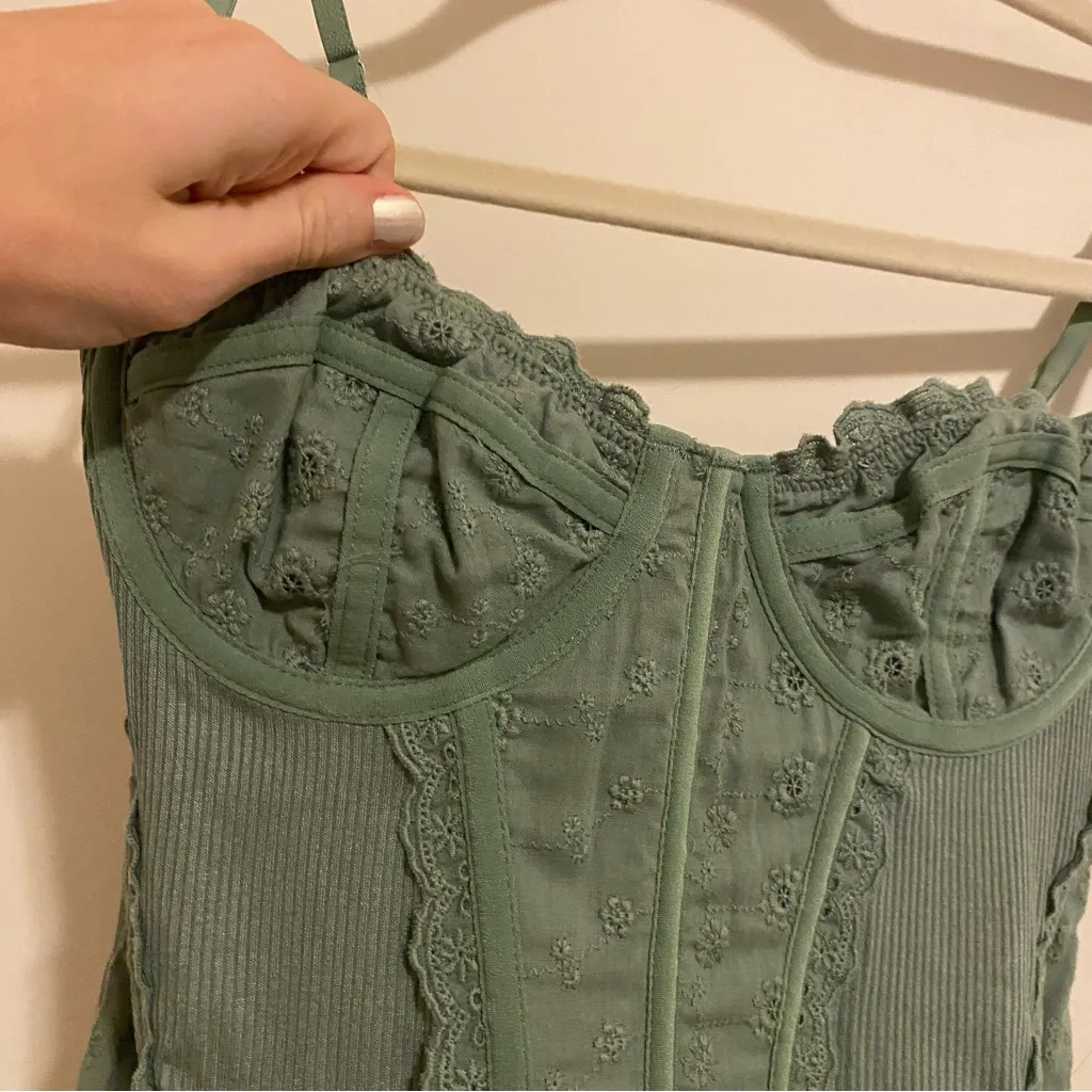 Urban Outfitters Sage Green Corset Top size Medium - Image 4