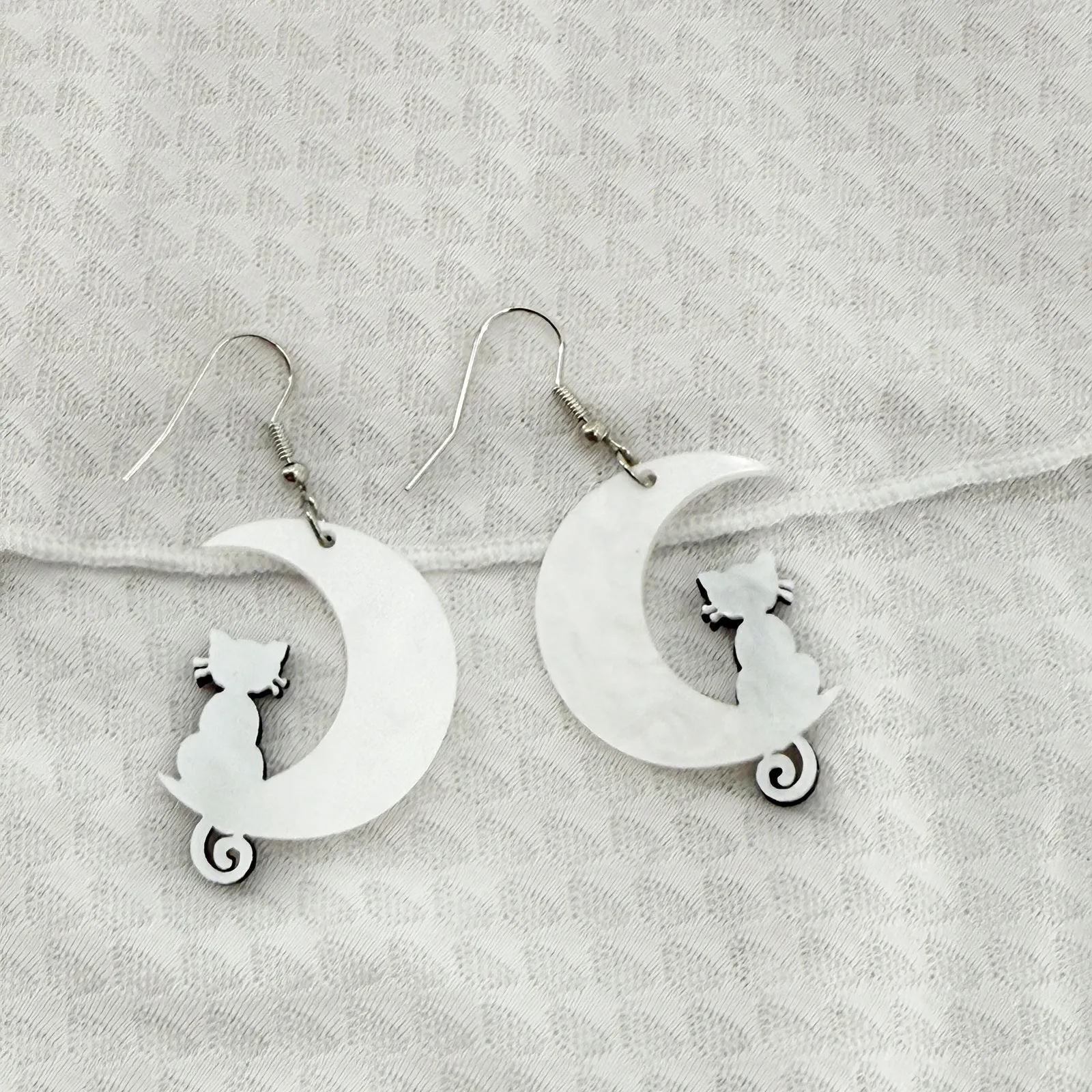 Black Cat Moon Dangle & Drop Earrings, Mother's Day Gift, Cat Earrings, Cat - Image 3