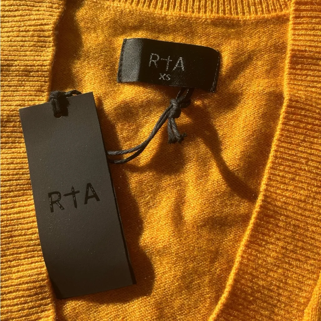 RtA Alba Cashmere Cropped Jumper Orange Sweater Size XS Streetwear French‎ NWT - Image 3