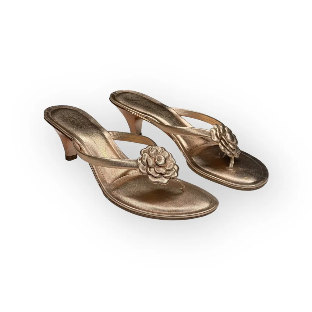 Luisa D’Orio ✿ Camellia Leather Kitten Heel Mule Thong Sandals ✿ Rose Gold ✿ 6M Pink Size 6 - Image 11