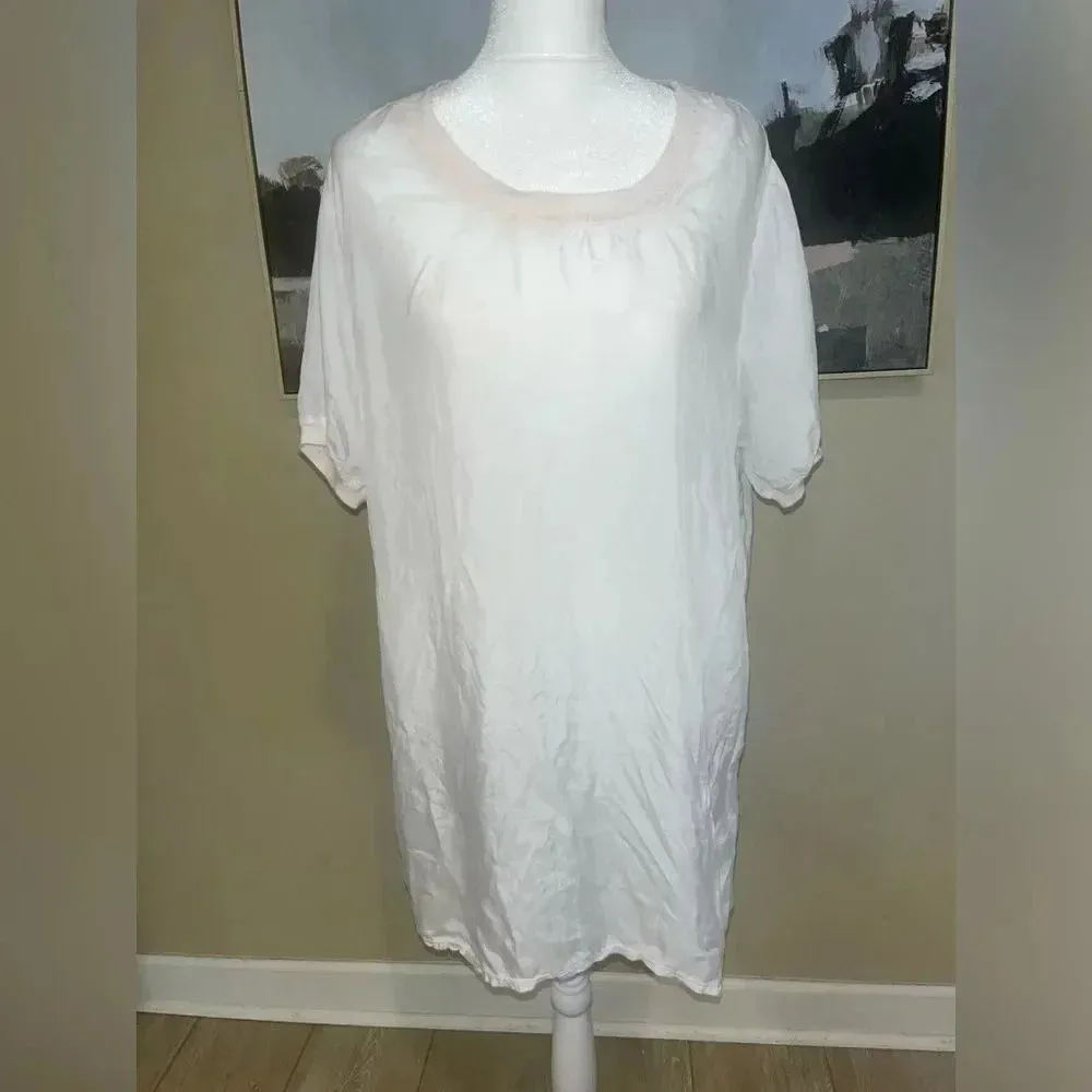 Johnny Was White Crew Neck Gauzy Tunic Top XS - Image 2