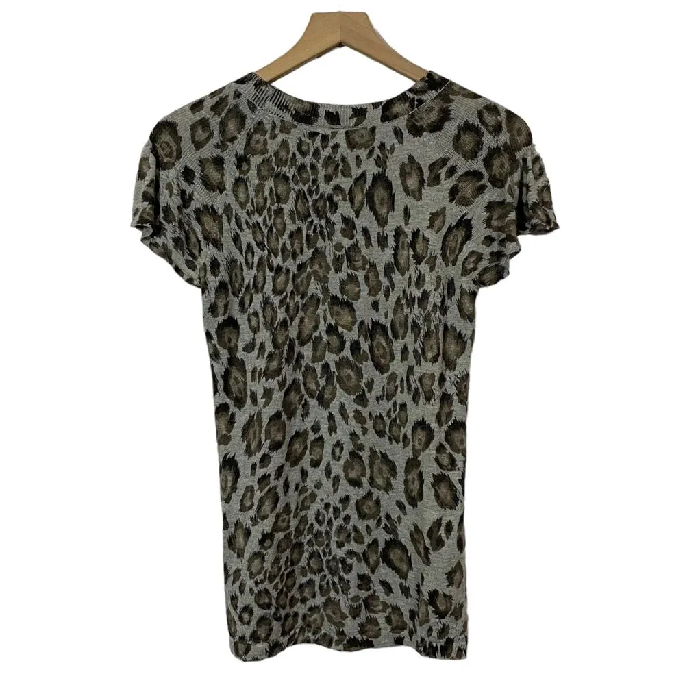 Rebecca Taylor Animal Print Knit Top - Gray - Medium - Image 5