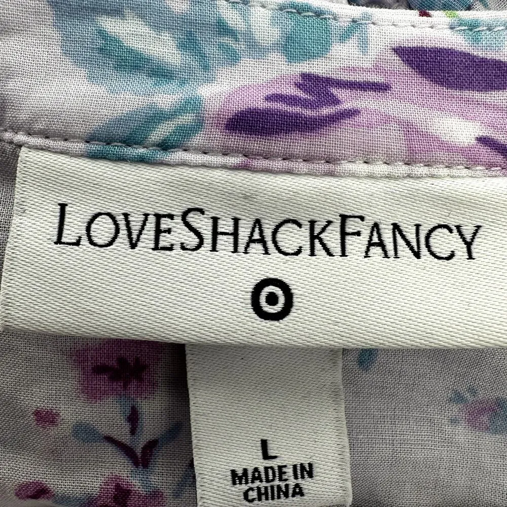 LoveShackFancy x Target Lou Dress Ruffle Tiered Floral Lace Trim Mini Purple L Size L - Image 3