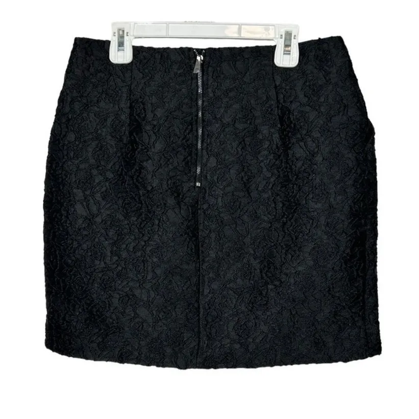 FRNCH Lucy Paris Black Embroidered Pleated Mini Skirt NWT Size Medium - Image 4