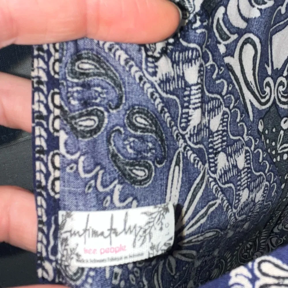 Beaux Halter Mini Dress Paisley High Neck L Navy boho - Image 7