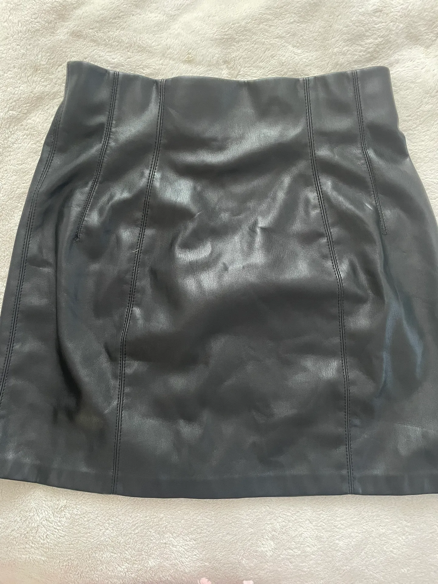 ZARA Black Leather Mini Skirt - Image 2