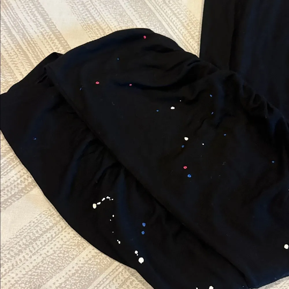 Michael Lauren Women’s Black Side Rouched Joggers Splatter Paint Detail Size XS - Image 2