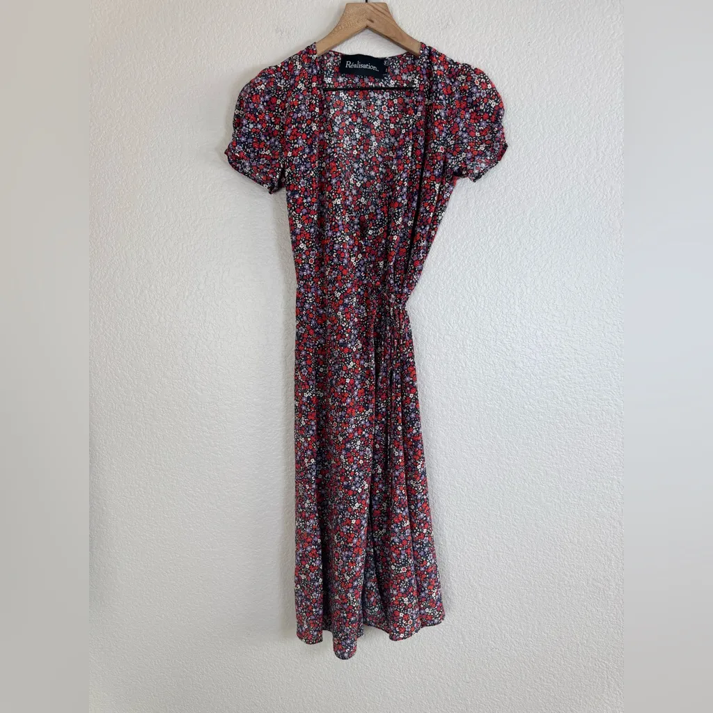 Réalisation Par Teale Wrap Silk Midi Dress Wildflower Print size XS $260 - Image 6