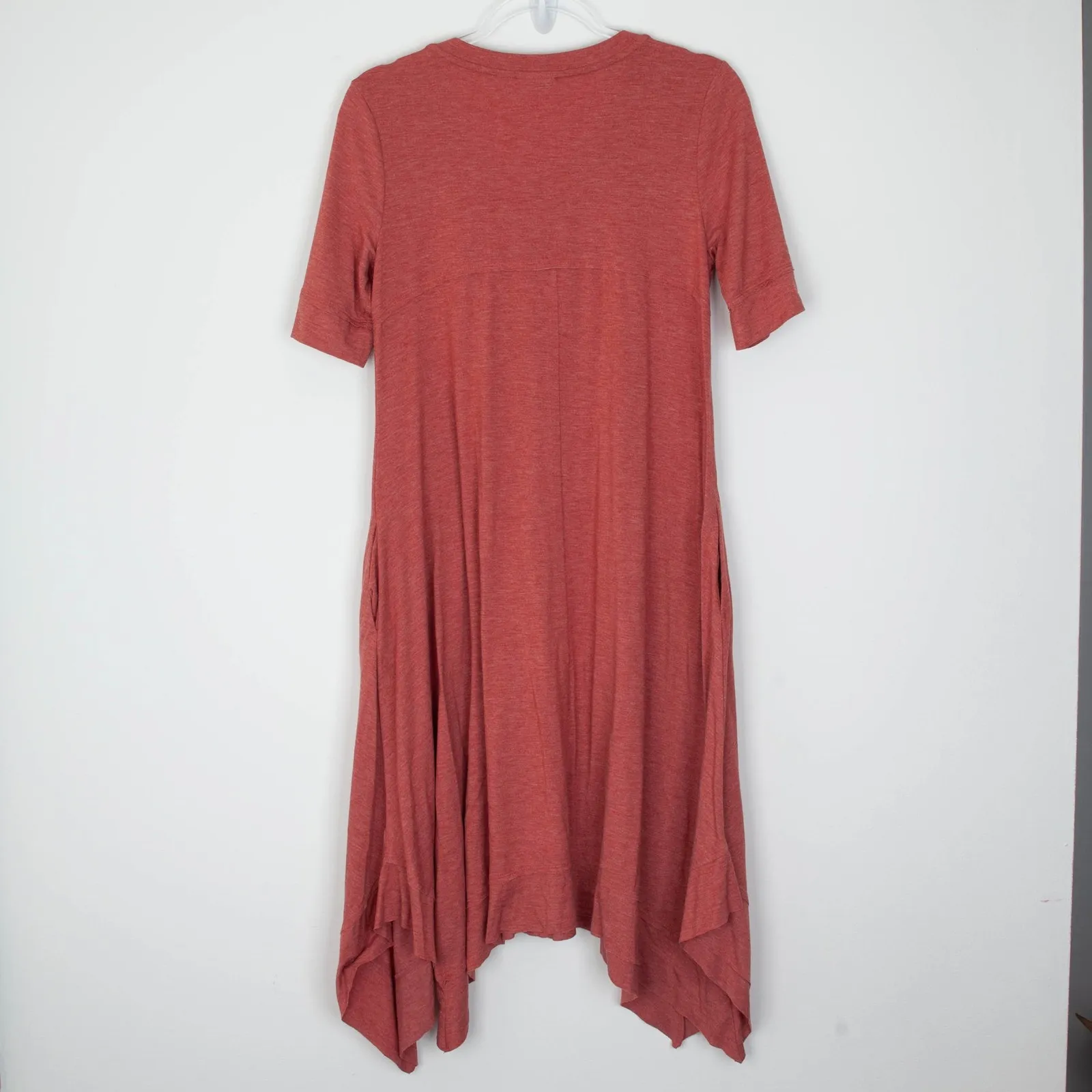 LOGO Lounge by Lori Goldstein Womens V Neck Asymmetric Midi Dress Size S Orange - Image 8