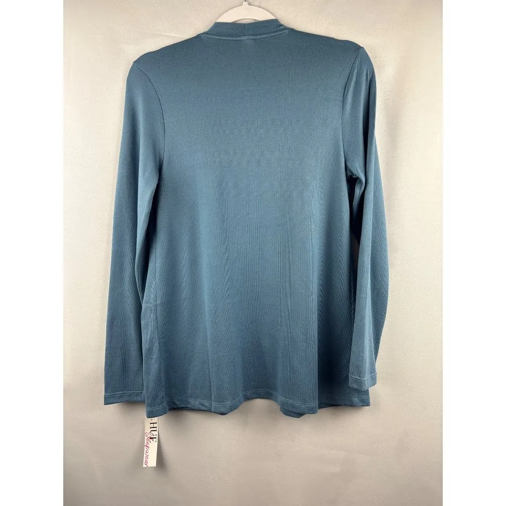 Hue Sleepwear Womens Blue Cardigan With Pockets Size XS Polyester Spandex Blend - Image 6