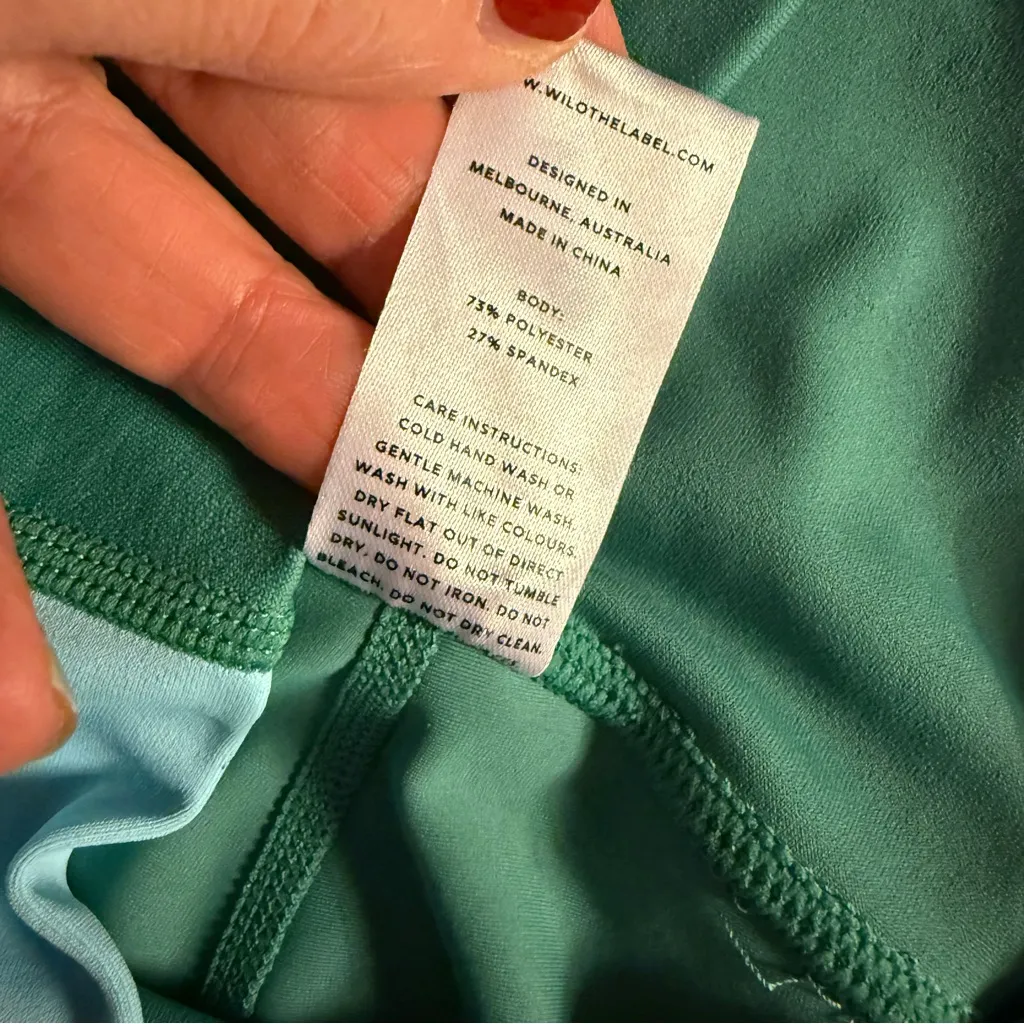 Wilo The Label Green Apple Blue Stripe Yoga Leggings Women Sz XS Pants - Image 6