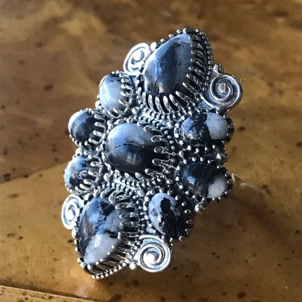 Genuine White Buffalo Turquoise Sterling Silver Ring Size 9 - Image 8