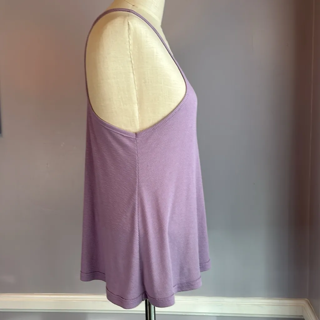 Free People Long Beach lilac lavender ribbed racer back fly away tank top - Image 4