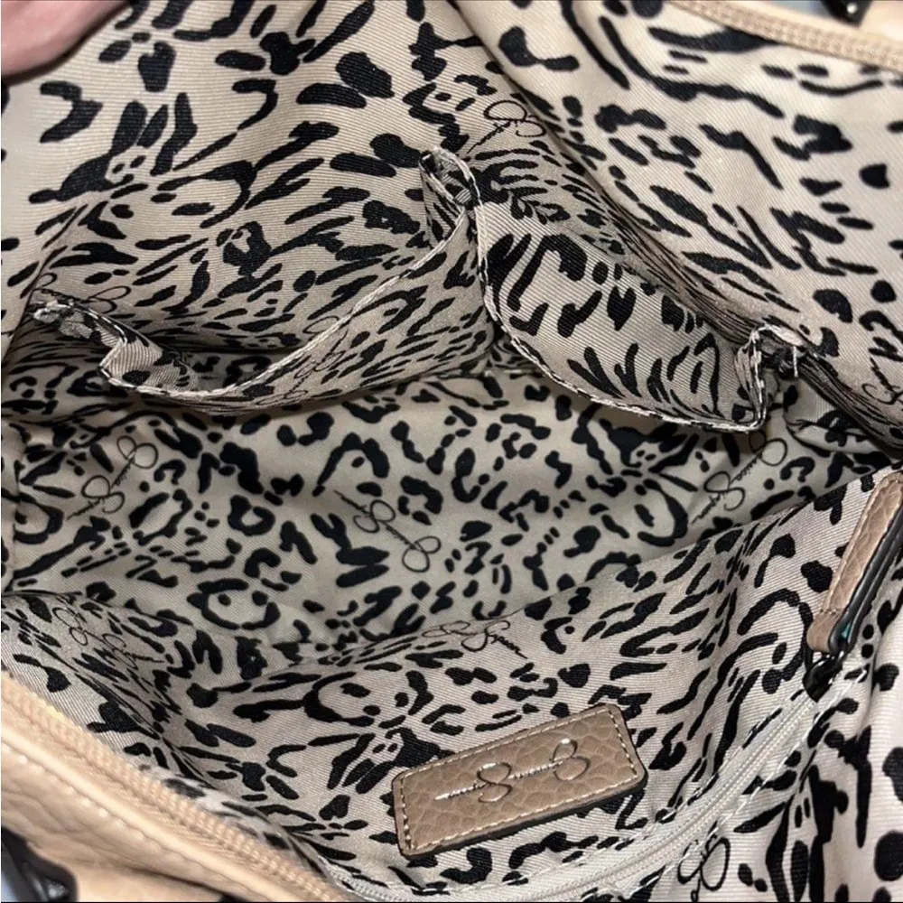 Jessica Simpson Charlie Hobo Satchel Bag Tan Vegan Leather - Image 12