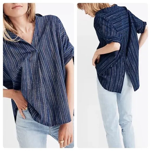 Madewell Courier Button-Back Shirt in Cecile Stripe - Image 2