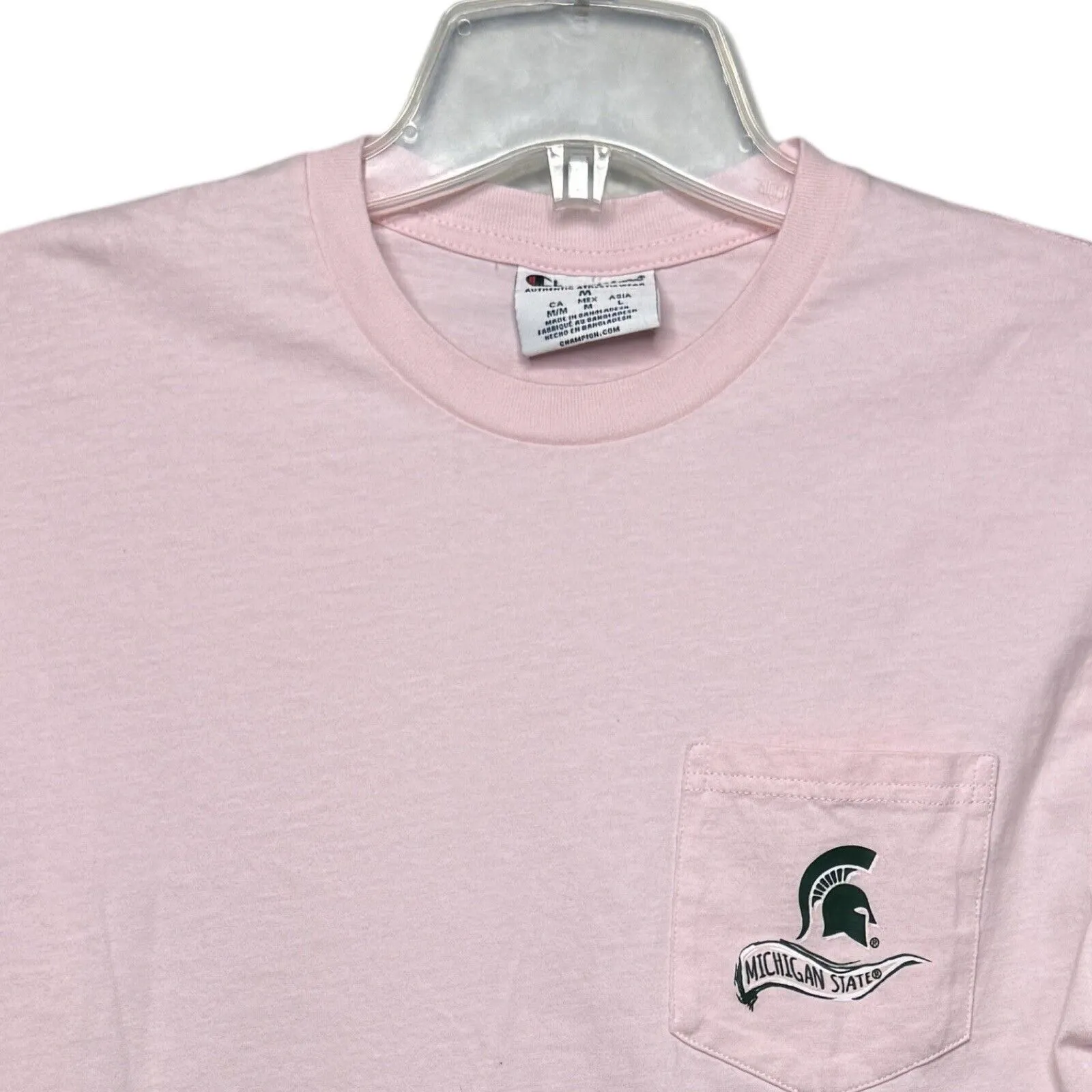 Champion Michigan State Spartans Long Sleeve T Shirt Pink Womens‎ Medium College - Image 4