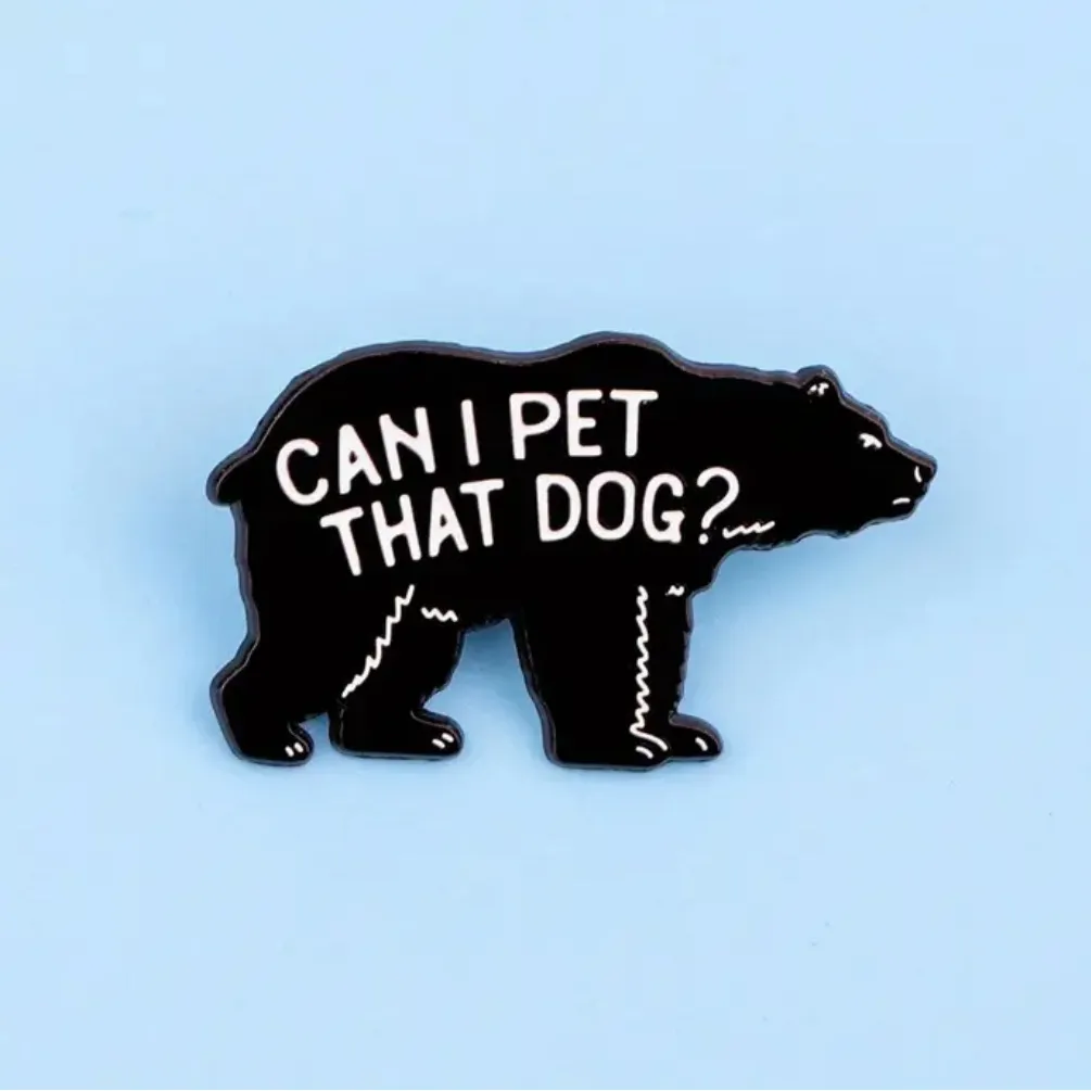 “Can I Pet That Dog?” Enamel Pin Black - Image 2