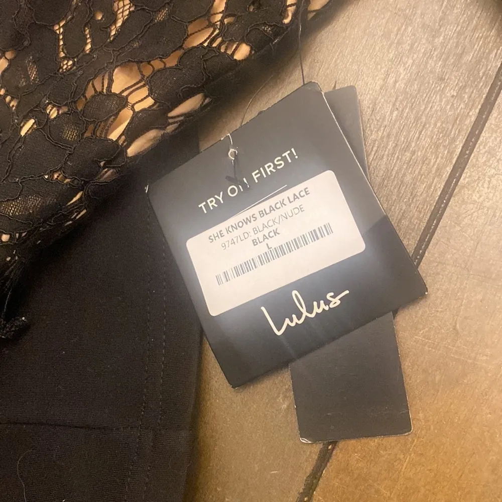 Lulus‎ she knows black lace bodycon dress new with tags size L prom classic lace Size L - Image 5