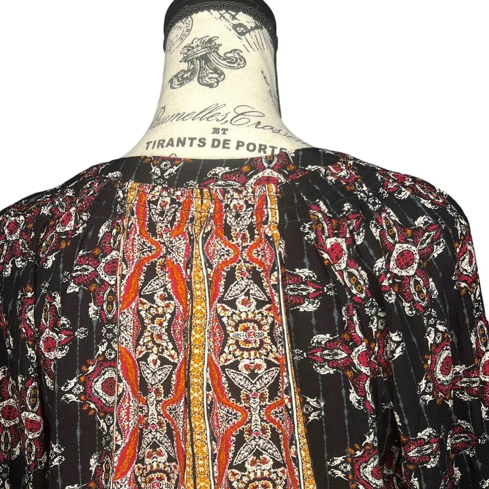 Mason & Belle X-SMALL Black Axelle Tie Front Top - Stitch Fix Boho Bead Detail - Image 8